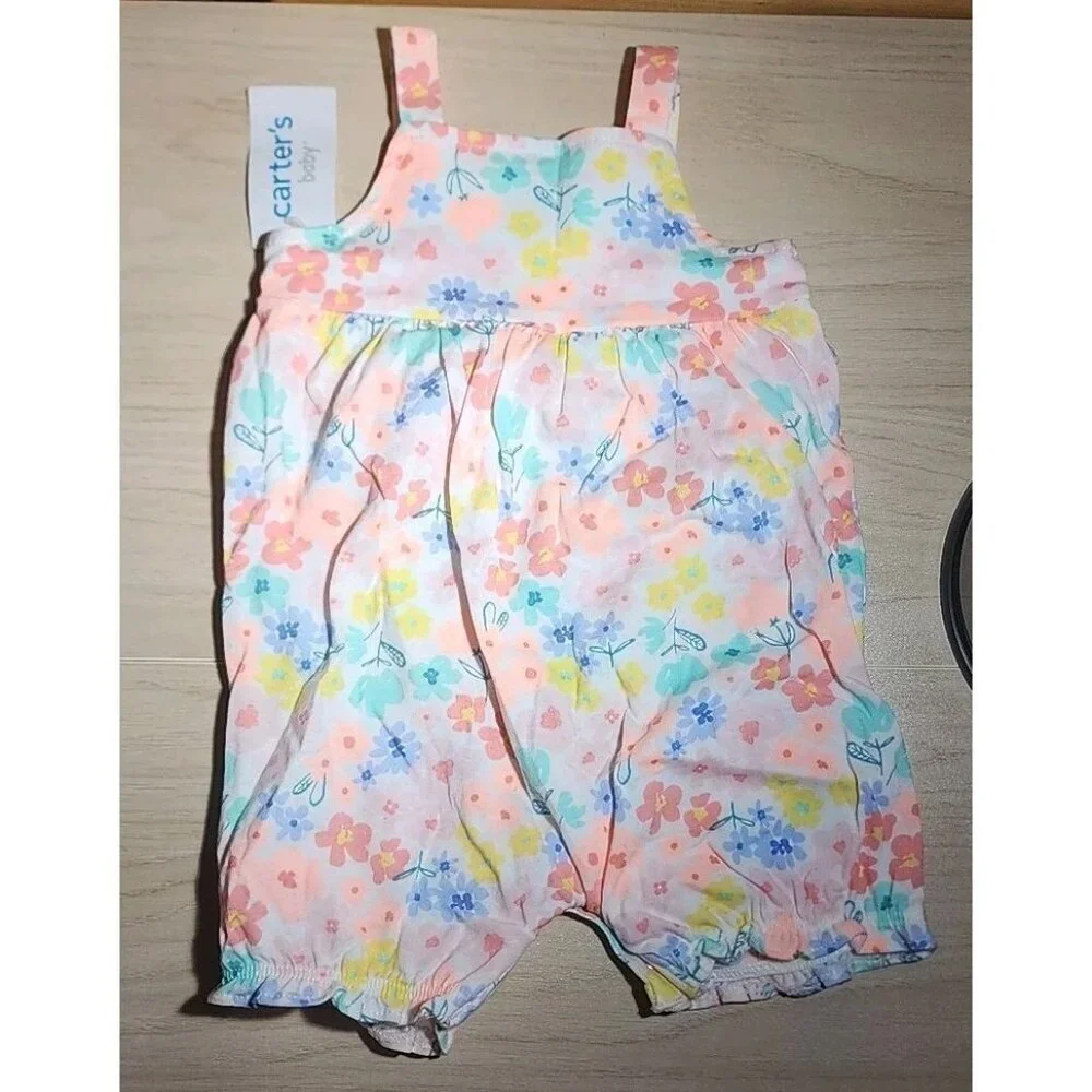 CARTER'S Baby Girls 6 Months  Multicolor Ruffle Floral Rompers